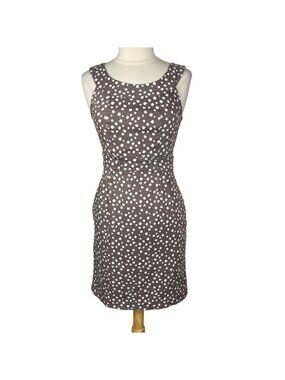 Robbie Bee Sheath Dress Brown White Size 6 Polka Dots Sleeveless Pockets Lined
